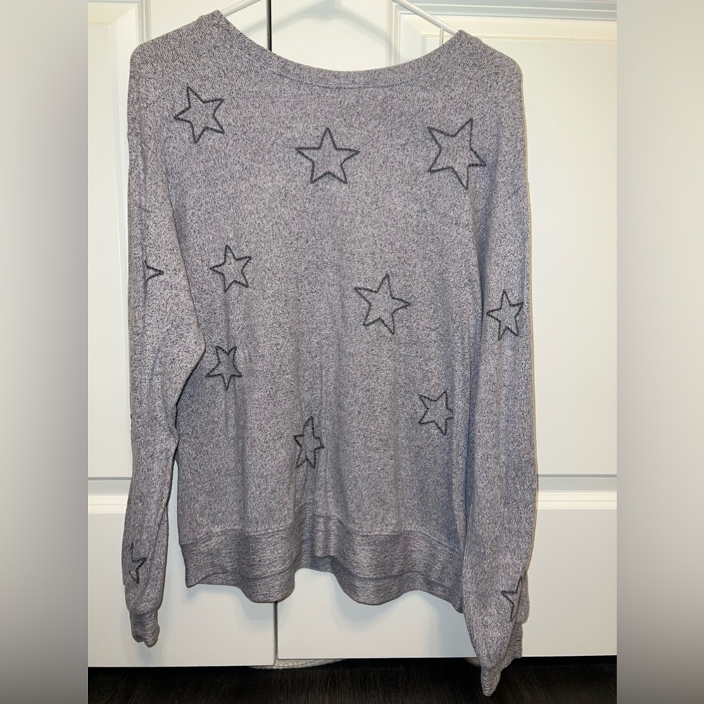 Oversized Star Grey Lightweight Cotton Pullover